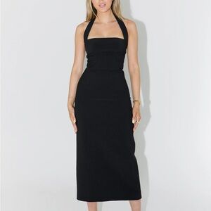Elegant Black Halter Dress